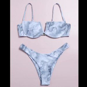 Tie dye push-up underwire cheeky bikini swimsuit